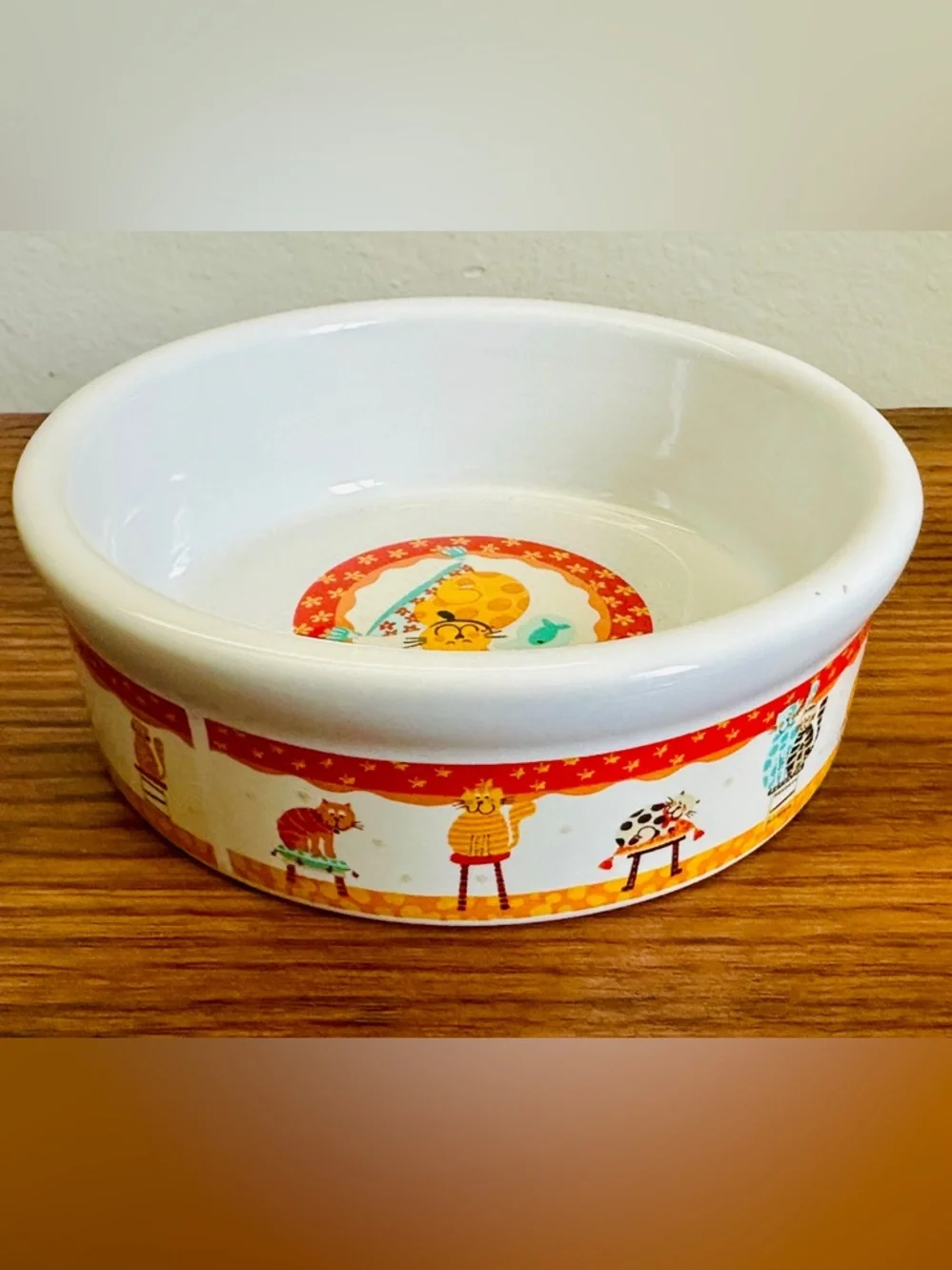 Whimsical Cat Dreaming of Fish Ceramic Pet Bowl - Mint 2006 Collectible 5
